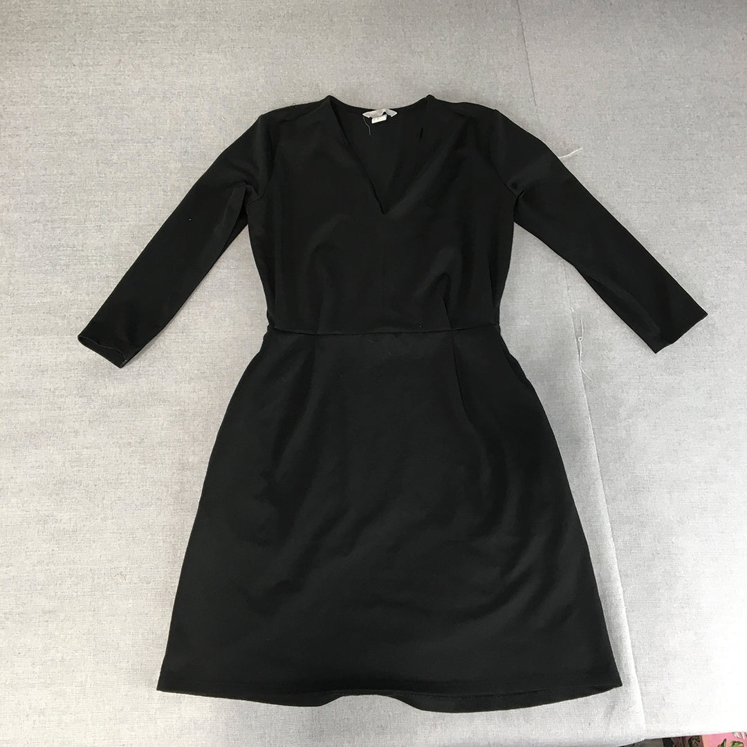 H&M Womens Pencil Dress Size XS Black Mini Long Sleeve Pockets