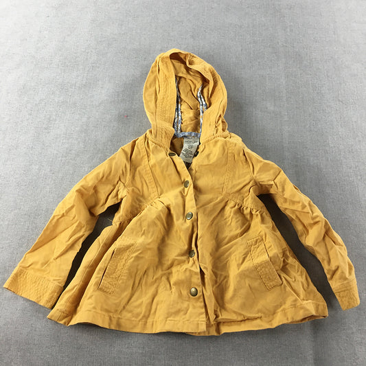 Rachel Zoe Kids Girls Parka Jacket Size 4 Toddler Yellow Pearl-Snap Button