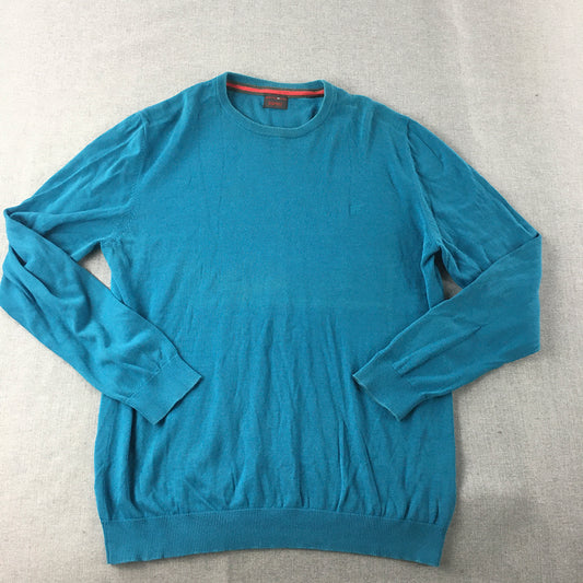 Esprit Mens Knit Sweater Size M Blue Crew Neck Pullover Jumper