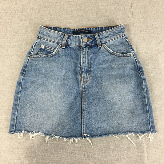 French Connection Womens Denim Mini Skirt Size 6 Blue Raw Hem