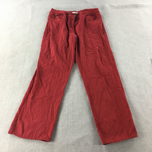 Colour Code Womens Pants Size 12 Red Pockets Elastic Waist