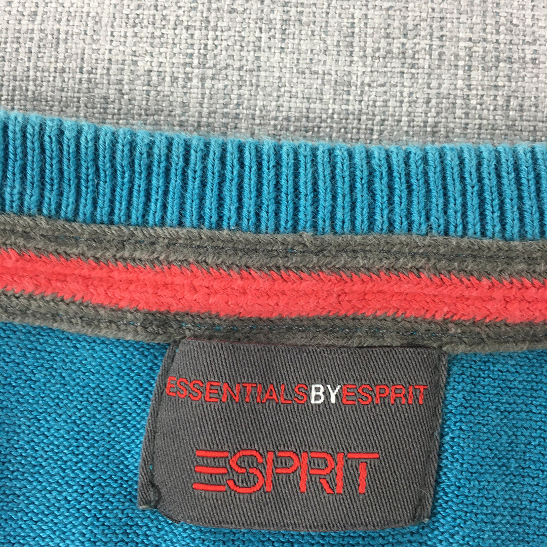 Esprit Mens Knit Sweater Size M Blue Crew Neck Pullover Jumper