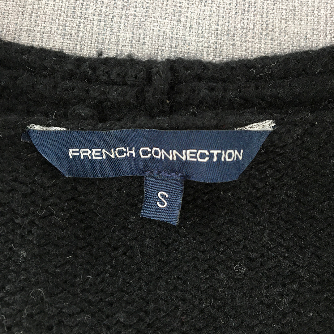 French Connection Womens Wool Sweater Size S Black V-Neck Knit