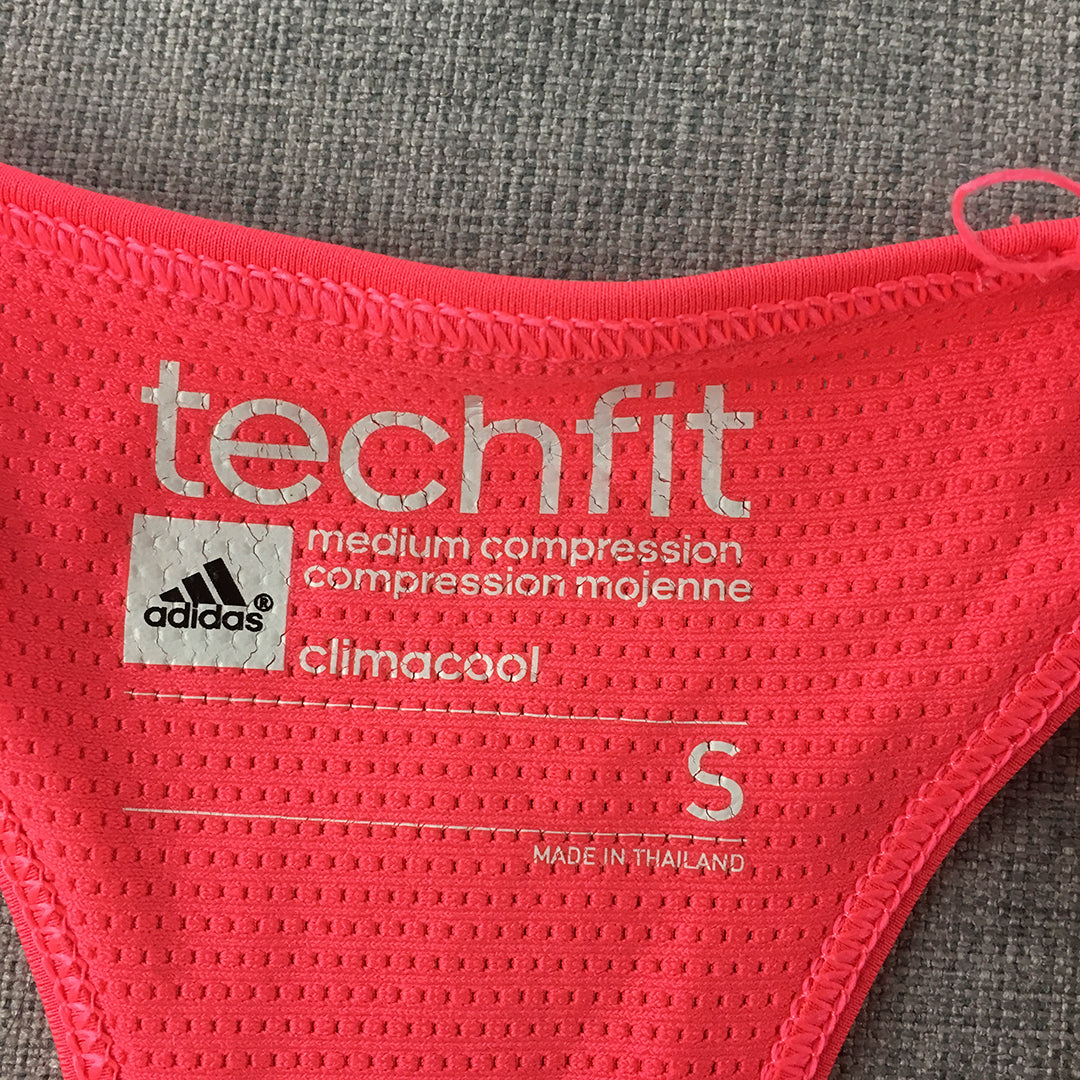 Adidas Techfit Womens Sports Bra Size S Pink Logo Cropped Top Activewear Gym