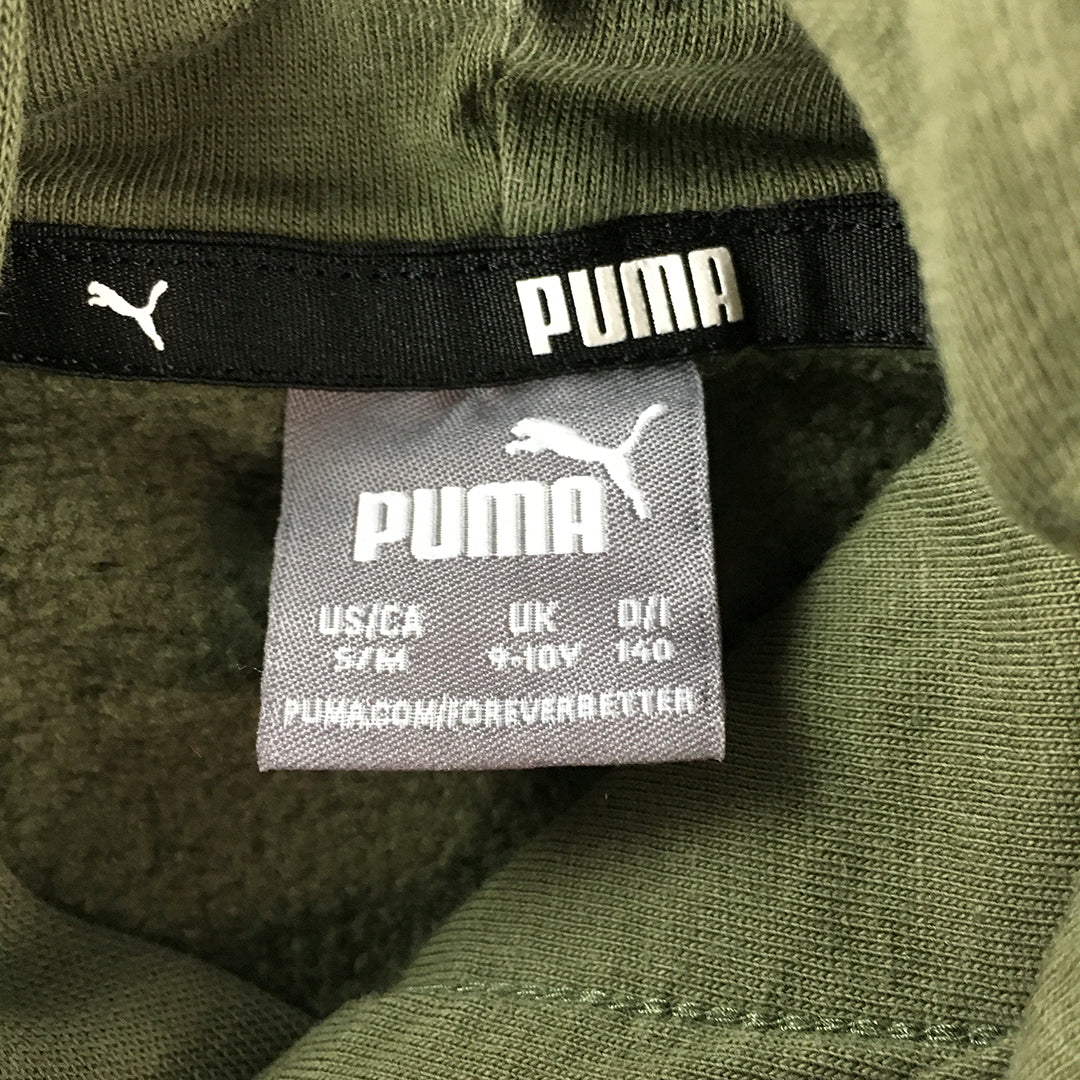 Puma Kids Boys Hoodie Sweater Size 9 - 10 Years Khaki Green Logo Jumper