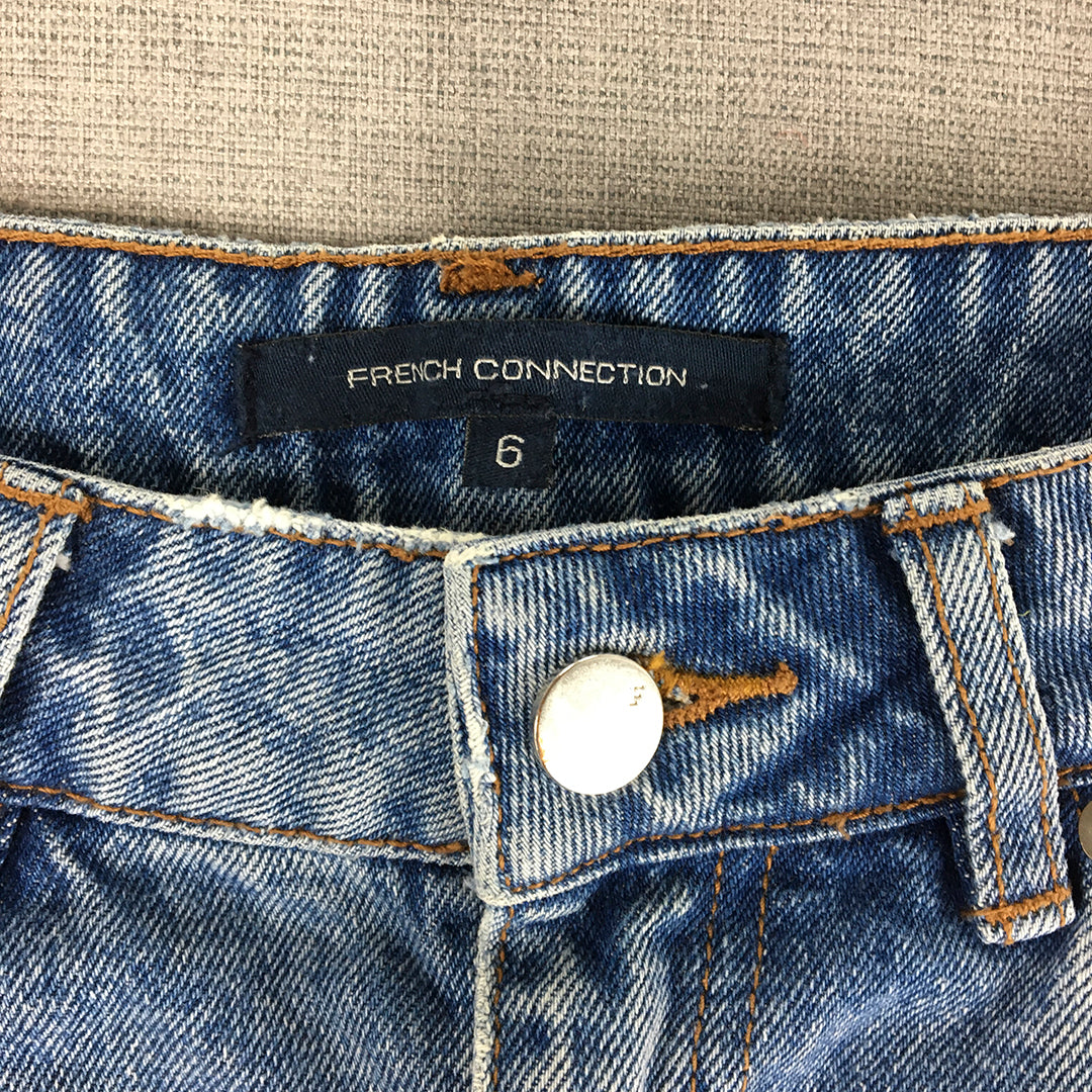 French Connection Womens Denim Mini Skirt Size 6 Blue Raw Hem