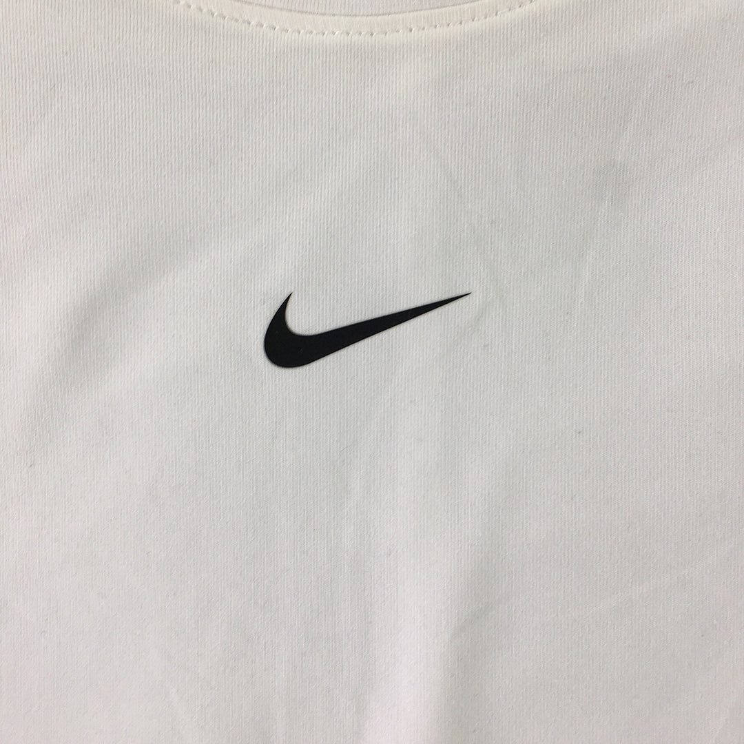 Nike Kids Girls T-Shirt Size M (10 - 12 Years) White Logo Short Sleeve