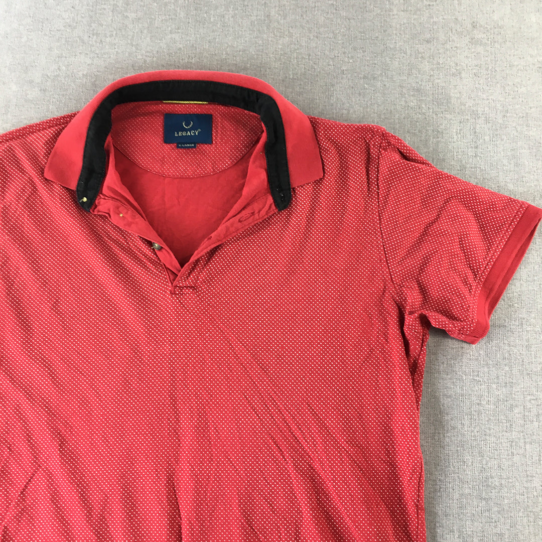 Legacy Womens Polo Shirt Size XL Red Dot Collared Short Sleeve Rugby