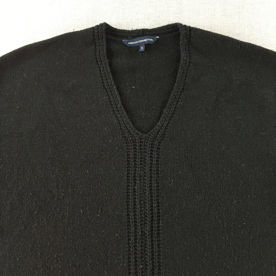 French Connection Womens Wool Sweater Size S Black V-Neck Knit