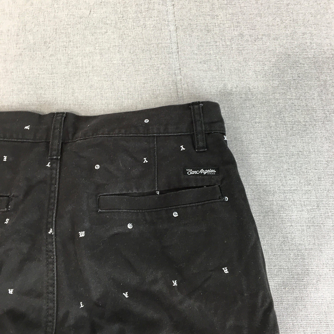 H&M Mens Chino Shorts Size 30 Black Polka Dot Pockets