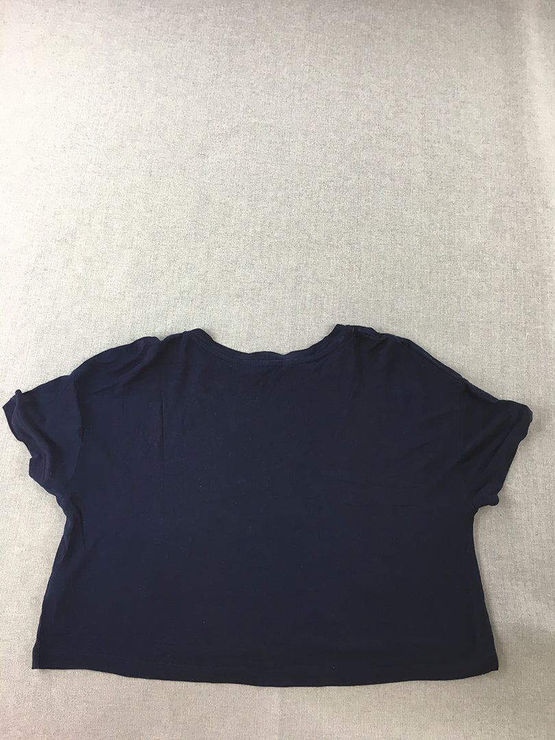 Nuon Womens Top Size S Navy Blue Short Sleeve Shirt