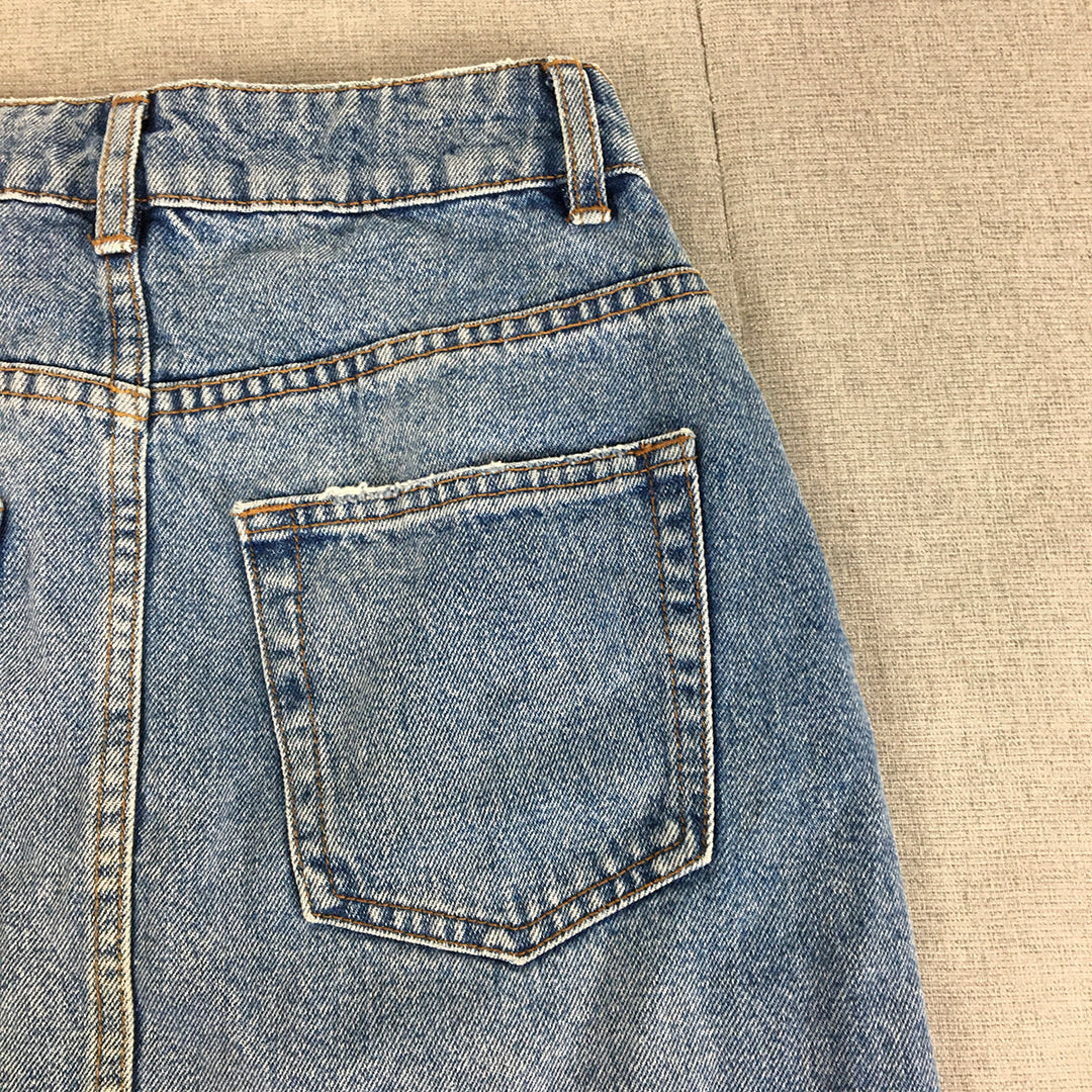 French Connection Womens Denim Mini Skirt Size 6 Blue Raw Hem