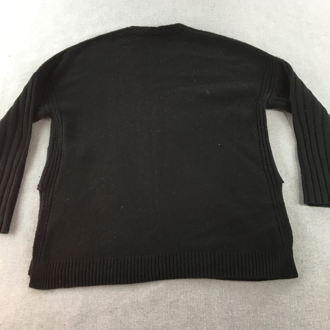 French Connection Womens Wool Sweater Size S Black V-Neck Knit