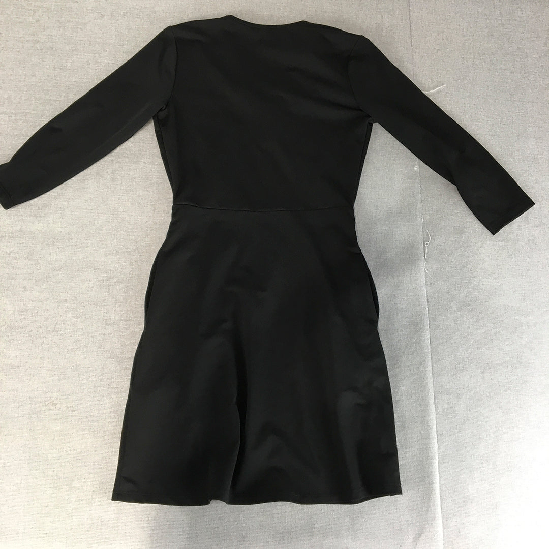 H&M Womens Pencil Dress Size XS Black Mini Long Sleeve Pockets