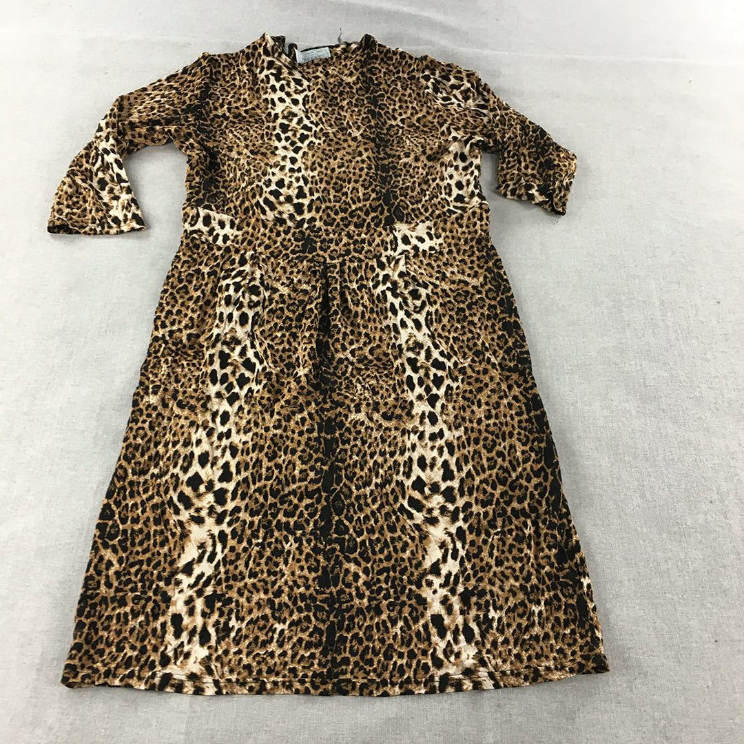 Vintage Leesa Fashions Womens Dress Size 18 Brown Cheetah Animal Print