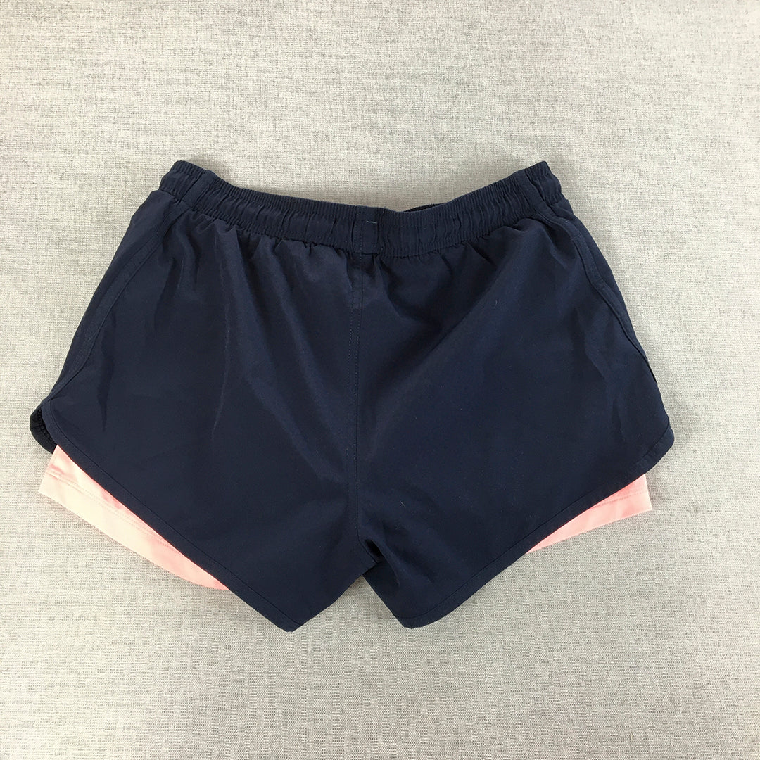 Giaan By Spalding Womens Running Shorts Size 8 Blue Pink Lined Drawstring