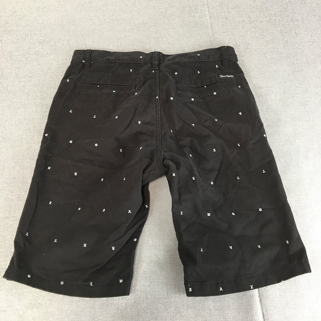 H&M Mens Chino Shorts Size 30 Black Polka Dot Pockets