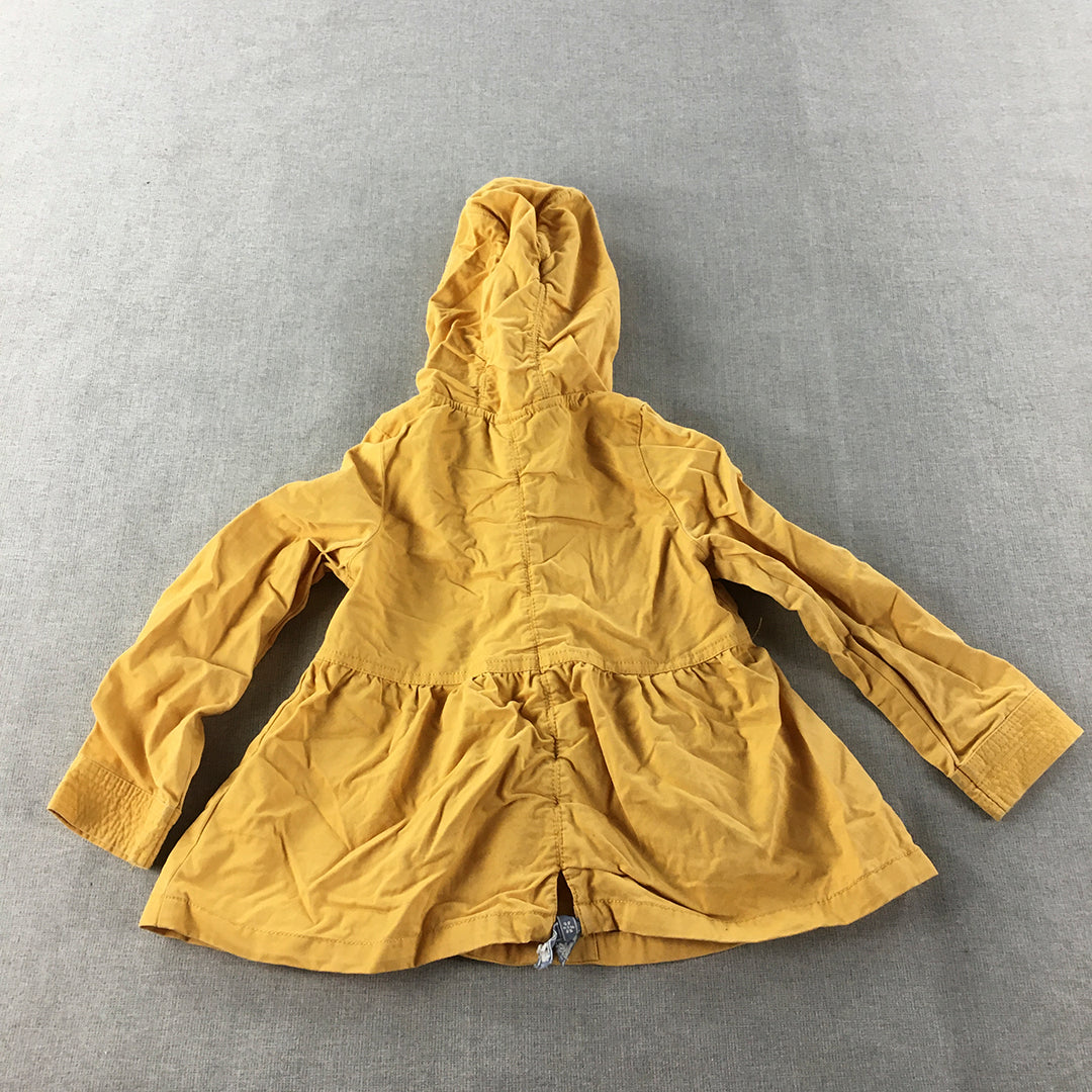 Rachel Zoe Kids Girls Parka Jacket Size 4 Toddler Yellow Pearl-Snap Button