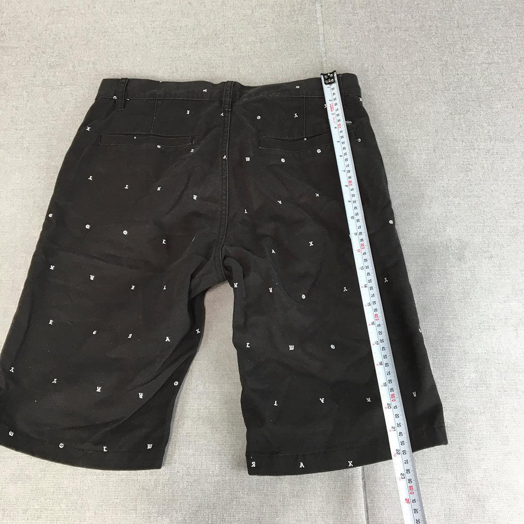 H&M Mens Chino Shorts Size 30 Black Polka Dot Pockets