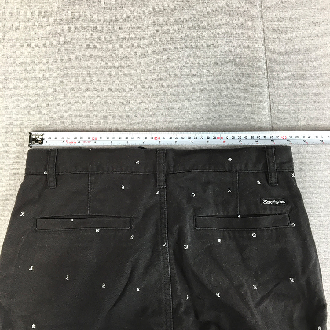 H&M Mens Chino Shorts Size 30 Black Polka Dot Pockets