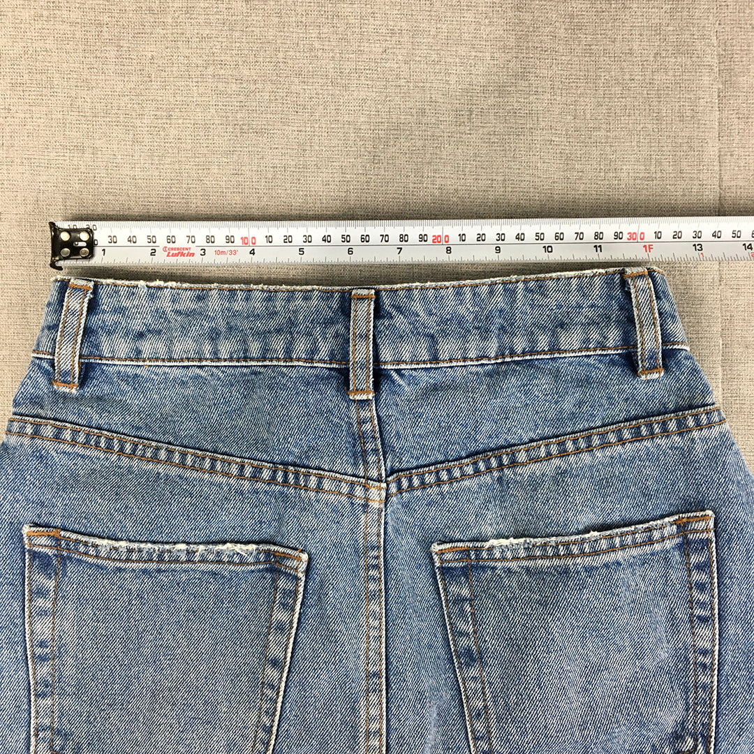 French Connection Womens Denim Mini Skirt Size 6 Blue Raw Hem