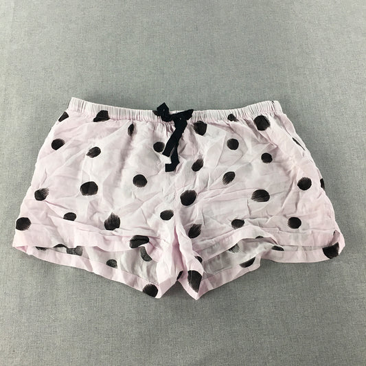 Peter Alexander Womens Sleep Shorts Size L Pink Polka Dot Elastic Waist