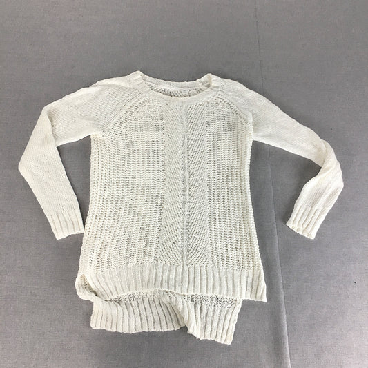 Trenery Womens Linen Sweater Size XXS White Knit Pullover Jumper
