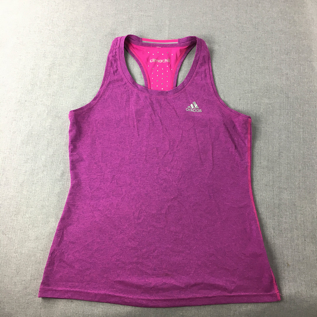 Adidas Climachill Womens Tank Top Size M Pink Logo Sleeveless Activewear Gym