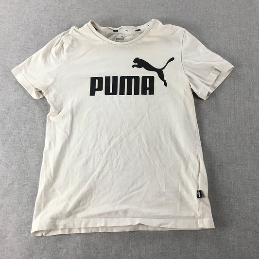 Puma Kids Boys T-Shirt Youth Size M (11 - 12 Years) White Logo Short Sleeve