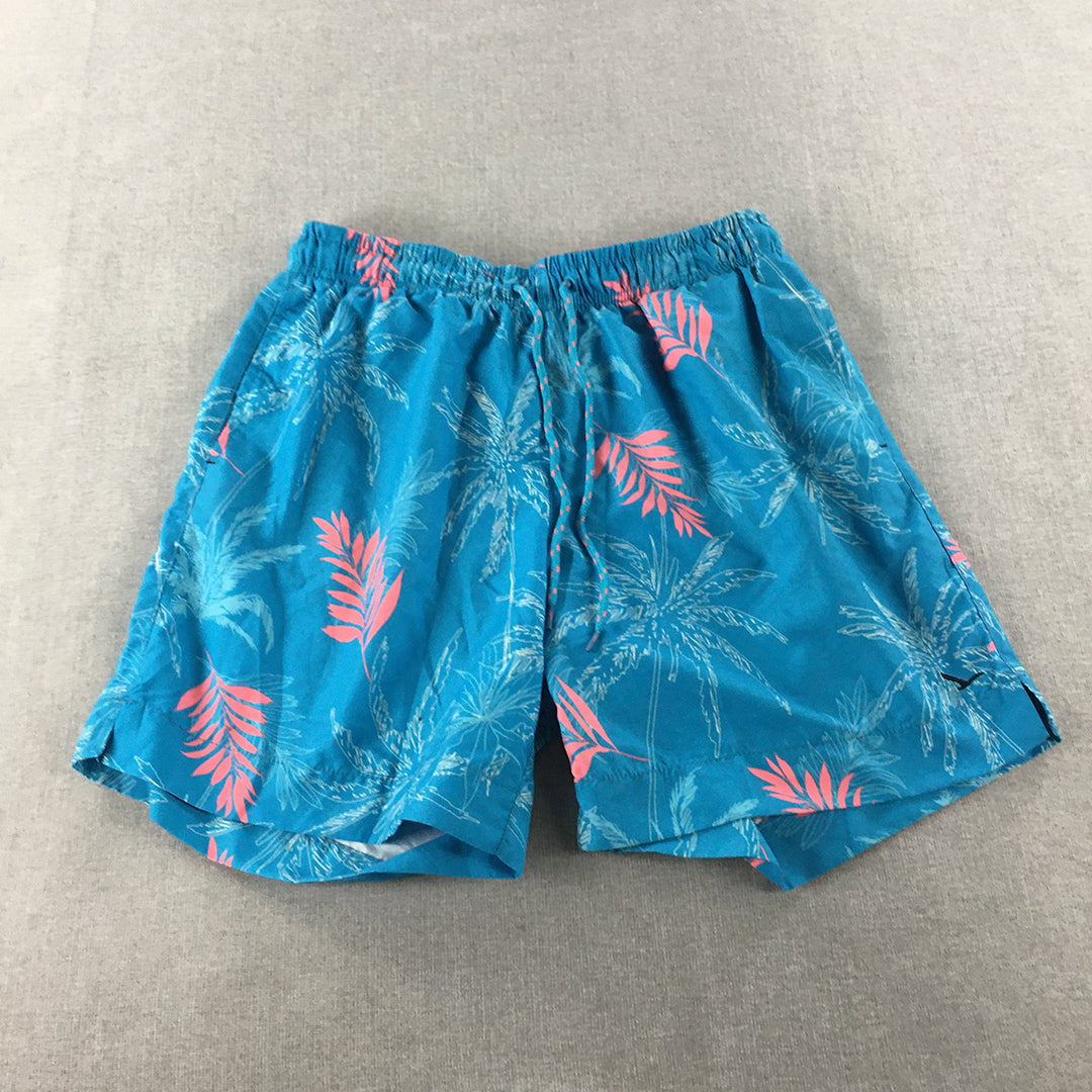 Yacht Mens Board Shorts Size M Blue Pink Aloha Hawaiian Surf Swim Boardies