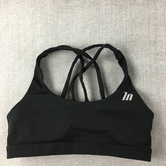 Muscle Nation Womens Sports Bra Size XS Black Logo Cropped Top