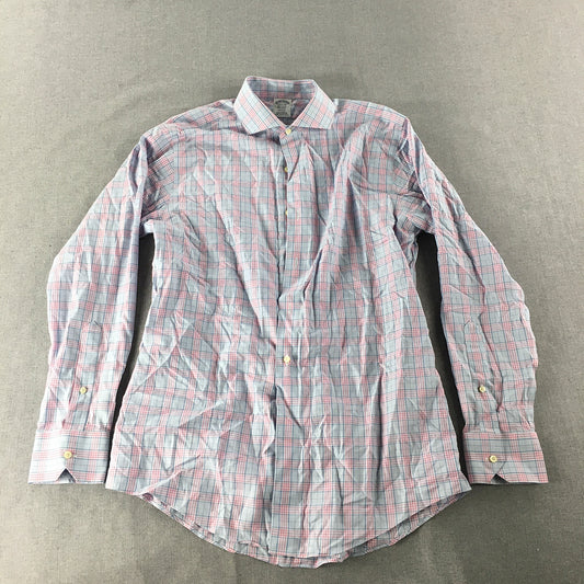 Brooks Brothers Mens Shirt Size S (15.5 - 34) Pink Blue Checkered Button-Up