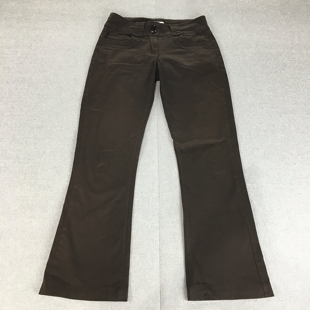 Queenspark Womens Flared Jeans Size 8 (W28 x L28) Brown Stretch Denim