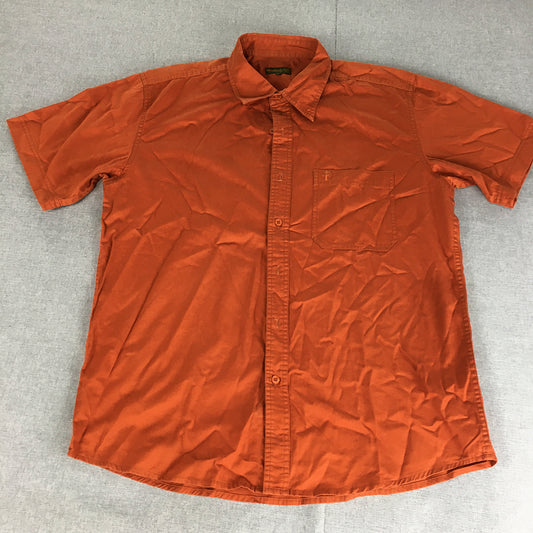 Woodland Mens Shirt Size L Orange Short Sleeve Button-Up Pocket Collared