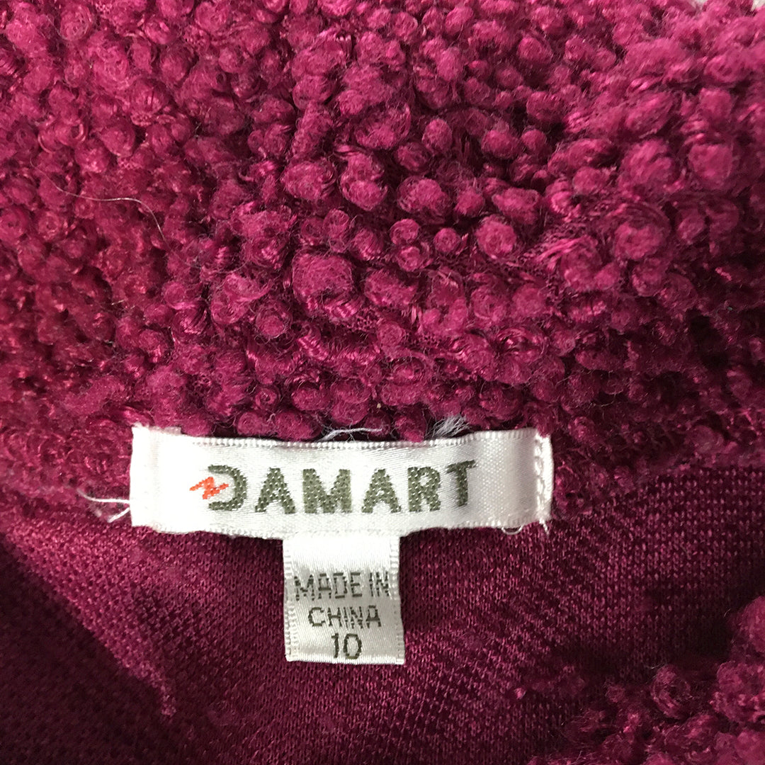 Damart Womens Fleece Jacket Size 10 Purple Button Up Pockets Coat