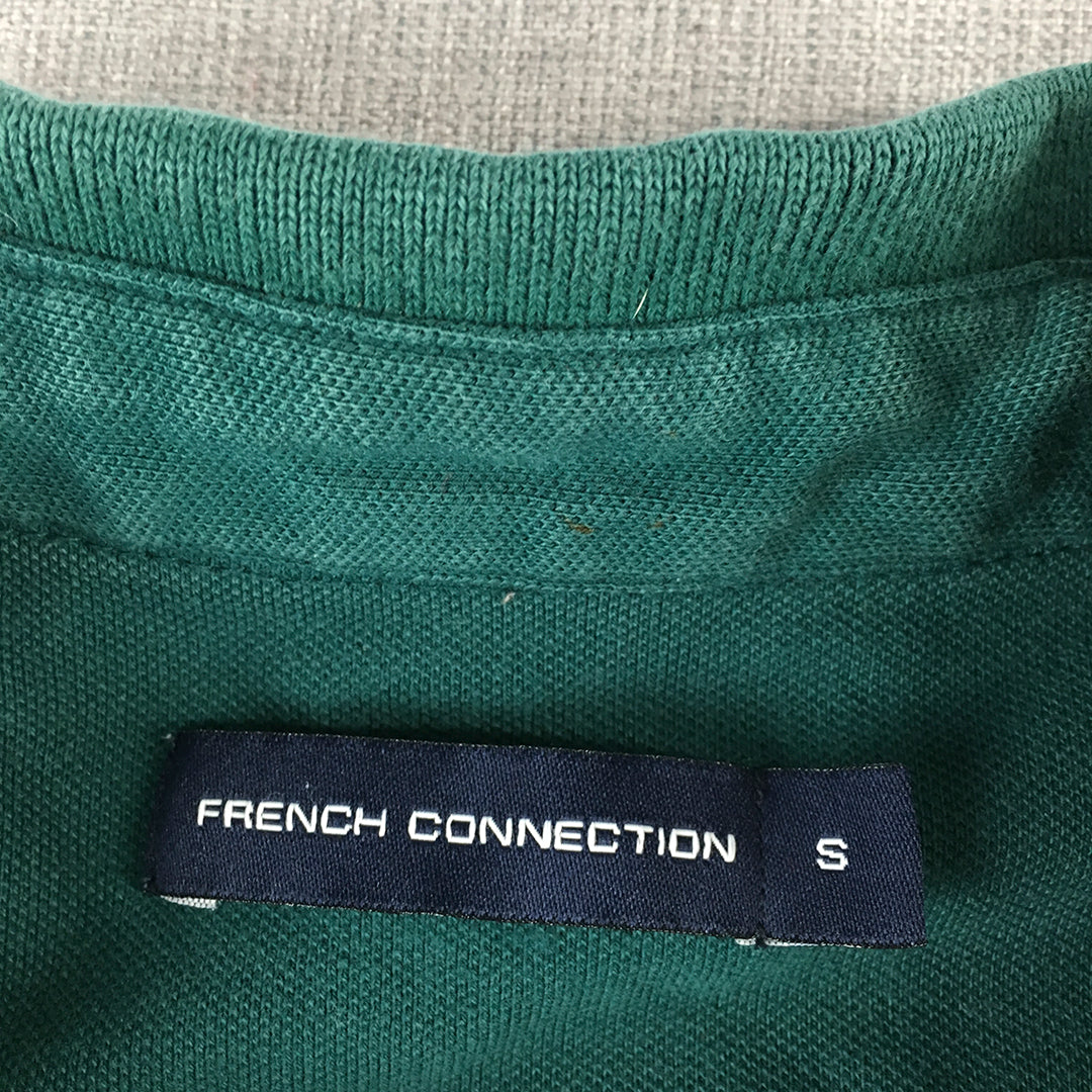 French Connection Mens Polo Shirt Size S Green Logo Collared Rugby