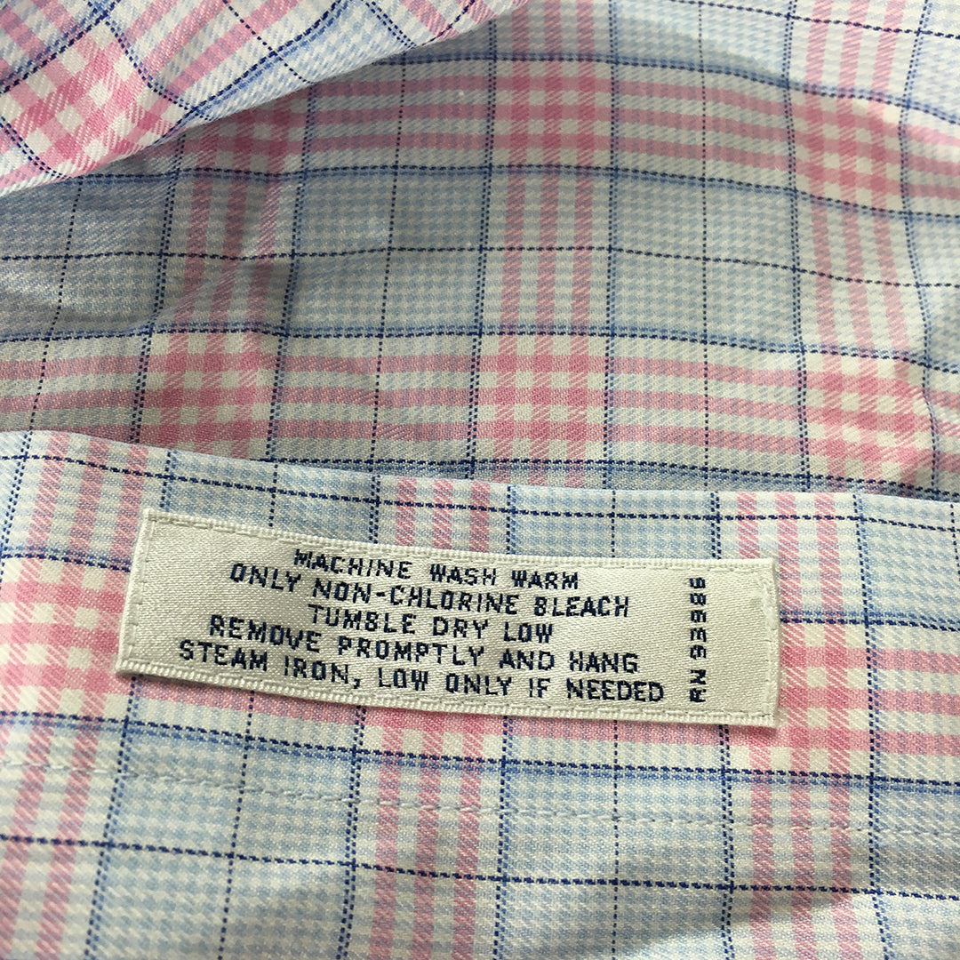 Brooks Brothers Mens Shirt Size S (15.5 - 34) Pink Blue Checkered Button-Up