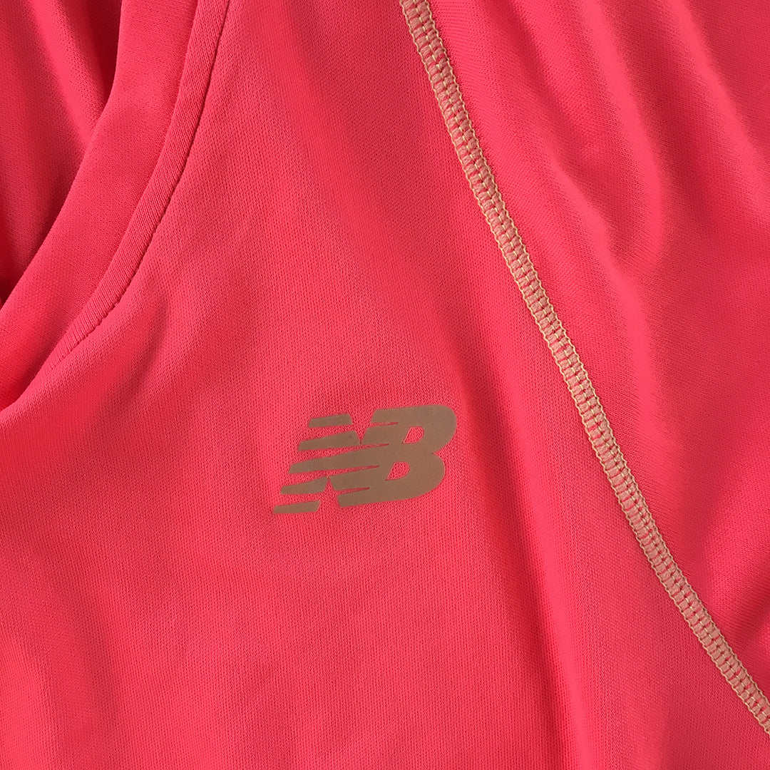 New Balance Womens T-Shirt Size S Pink Short Sleeve Logo Top Stretch Fabric