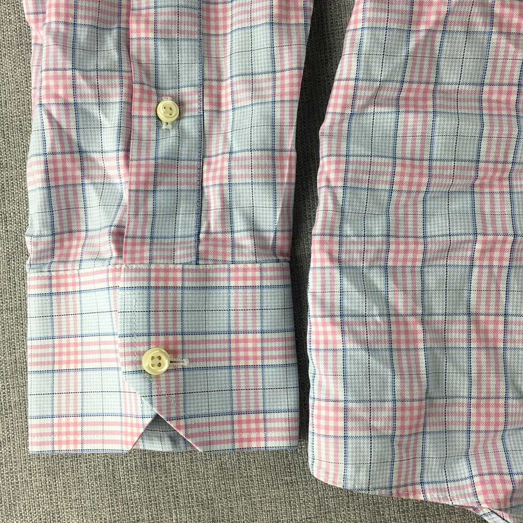 Brooks Brothers Mens Shirt Size S (15.5 - 34) Pink Blue Checkered Button-Up