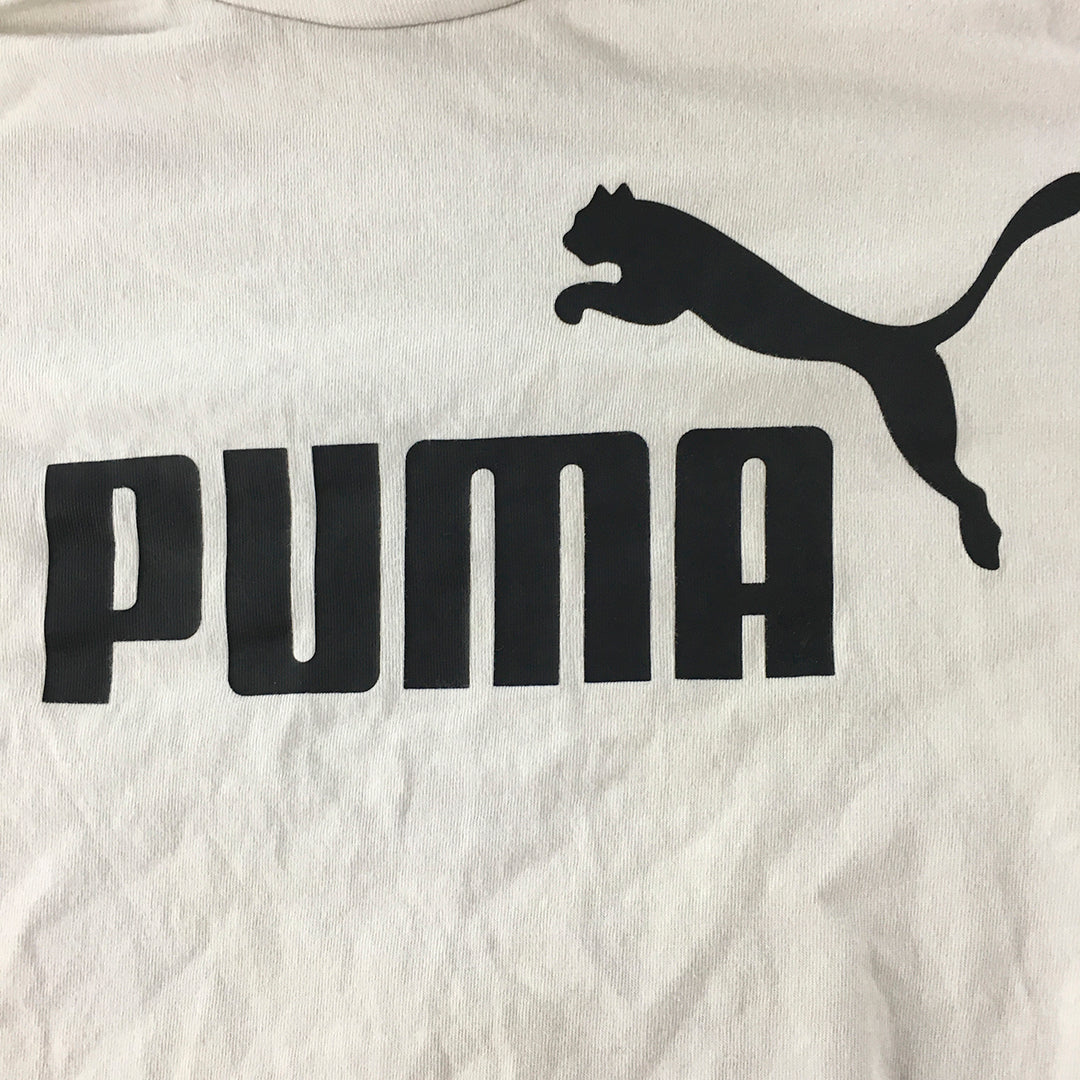 Puma Kids Boys T-Shirt Youth Size M (11 - 12 Years) White Logo Short Sleeve