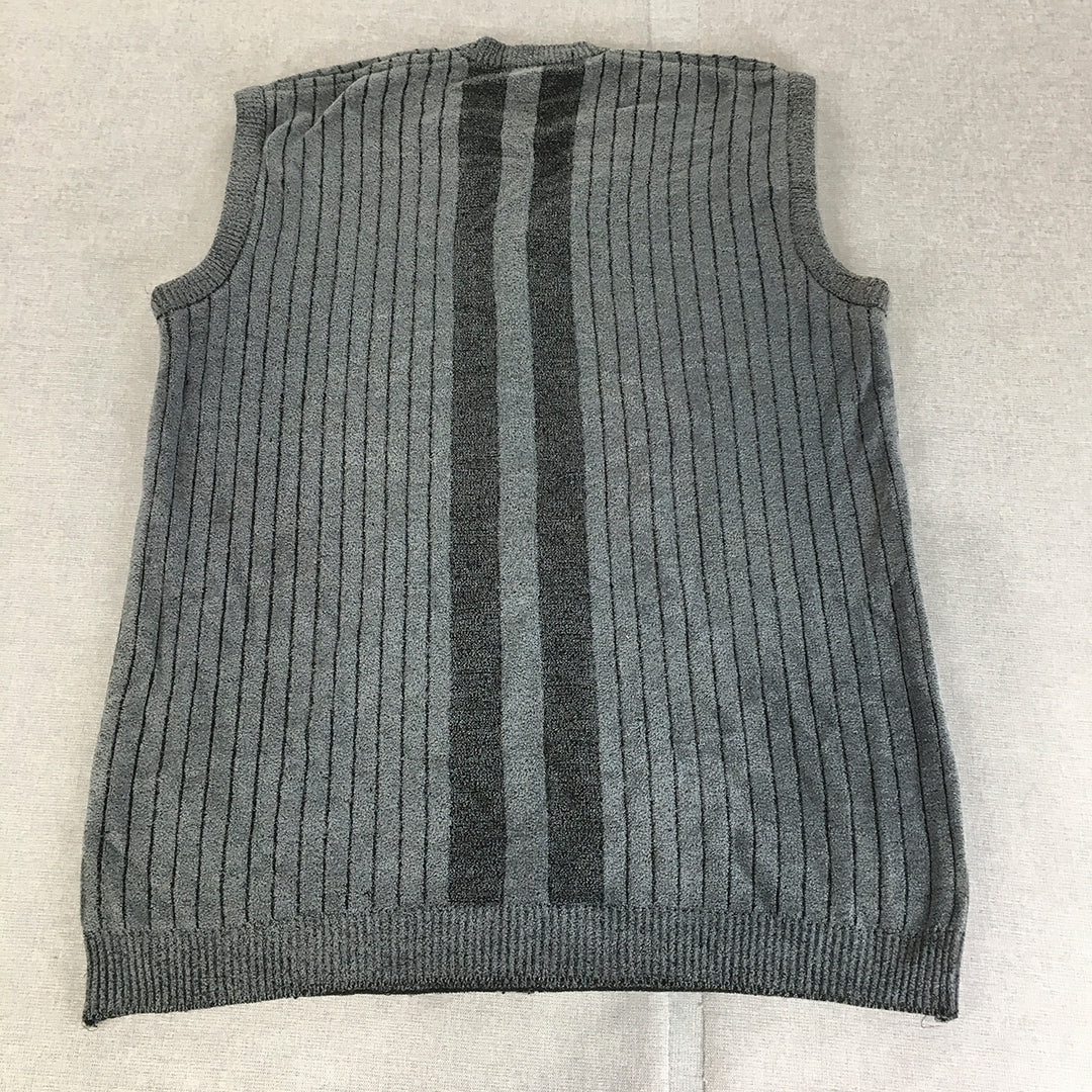 Kamal Mens Vest Size M Grey Cable Knit V-Neck Sleeveless Sweater