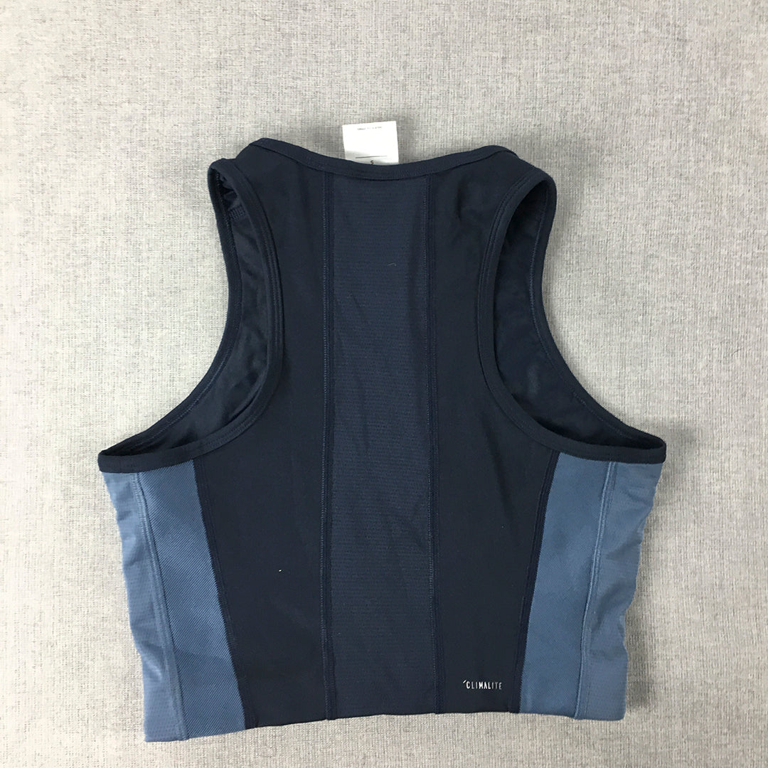 Adidas Womens Cropped Top Size S Navy Blue Sleeveless Activewear Gym