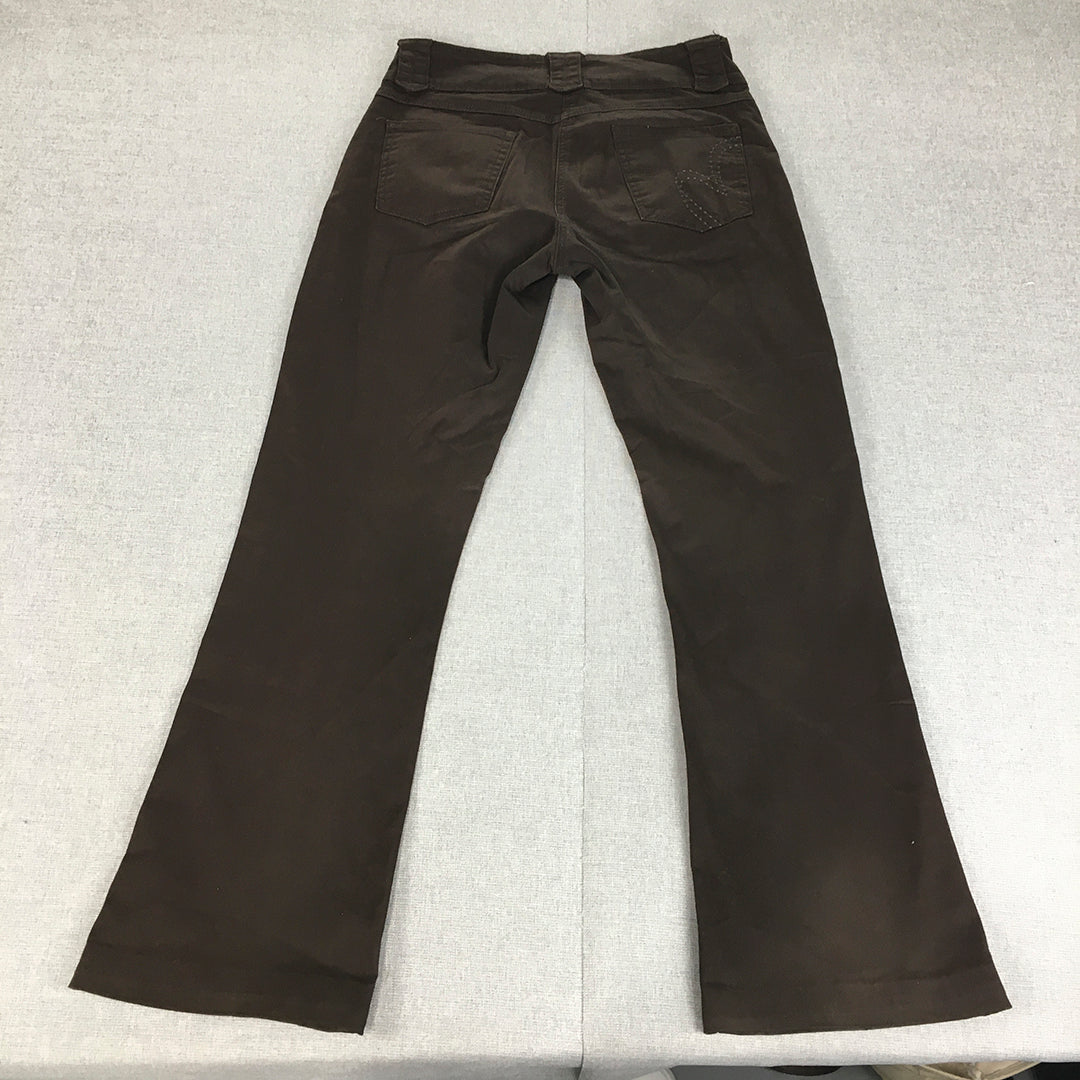 Queenspark Womens Flared Jeans Size 8 (W28 x L28) Brown Stretch Denim