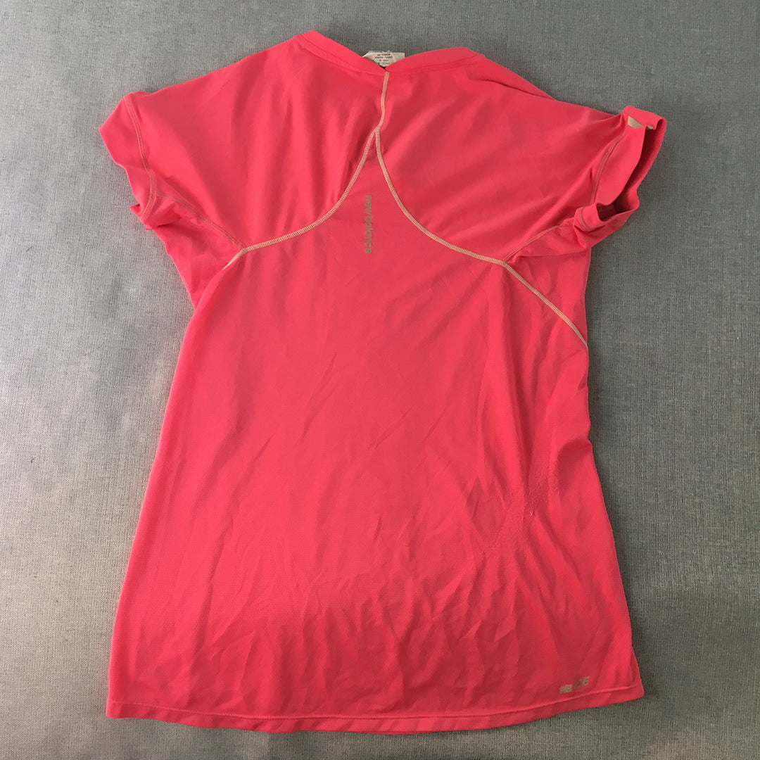 New Balance Womens T-Shirt Size S Pink Short Sleeve Logo Top Stretch Fabric