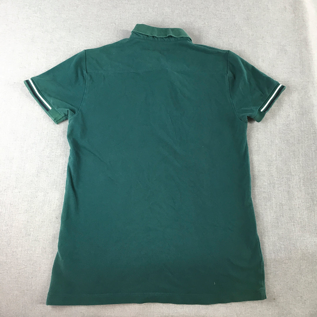 French Connection Mens Polo Shirt Size S Green Logo Collared Rugby