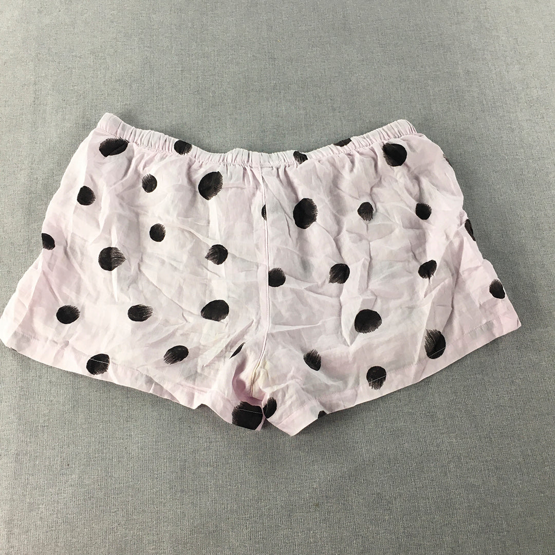 Peter Alexander Womens Sleep Shorts Size L Pink Polka Dot Elastic Waist