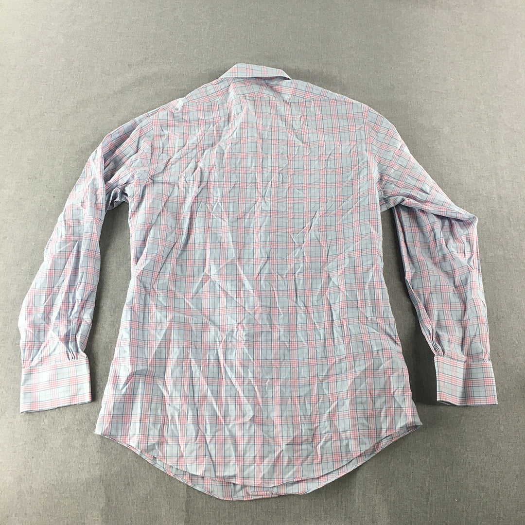 Brooks Brothers Mens Shirt Size S (15.5 - 34) Pink Blue Checkered Button-Up