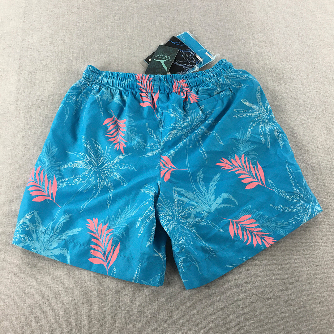 Yacht Mens Board Shorts Size M Blue Pink Aloha Hawaiian Surf Swim Boardies