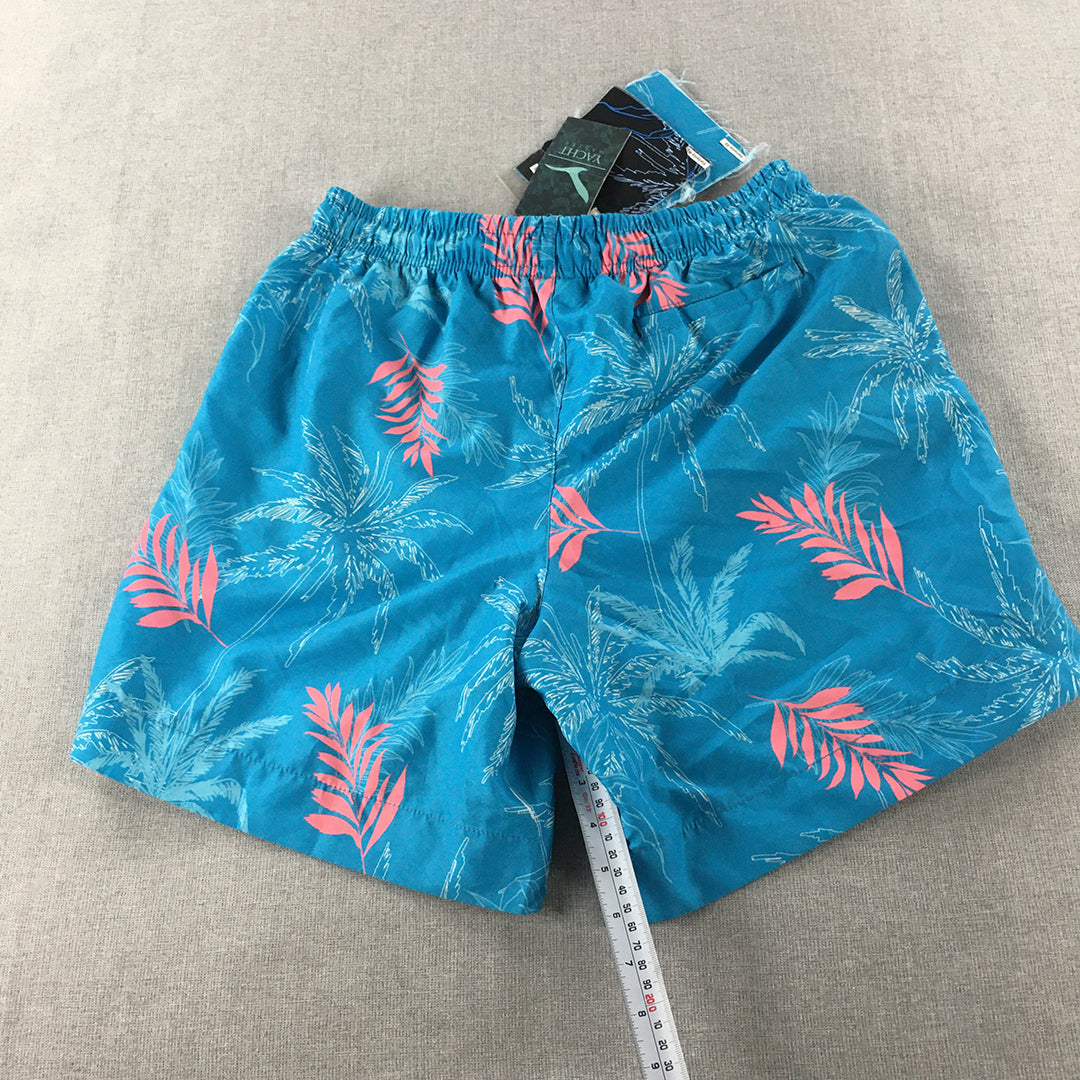 Yacht Mens Board Shorts Size M Blue Pink Aloha Hawaiian Surf Swim Boardies