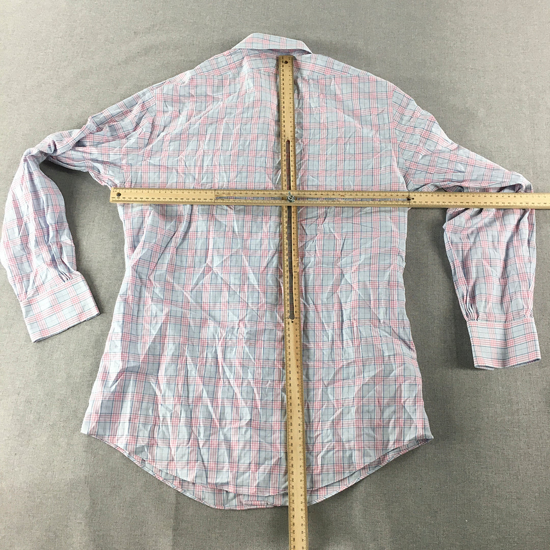 Brooks Brothers Mens Shirt Size S (15.5 - 34) Pink Blue Checkered Button-Up